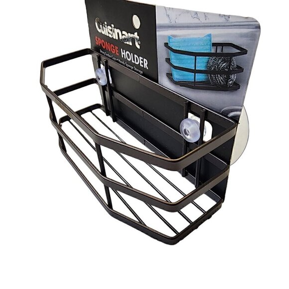 Cuisinart Sponge Holder Basket Suction Cup Kitchen Sink Tool Rack Steel Brown‎ - Picture 1 of 9